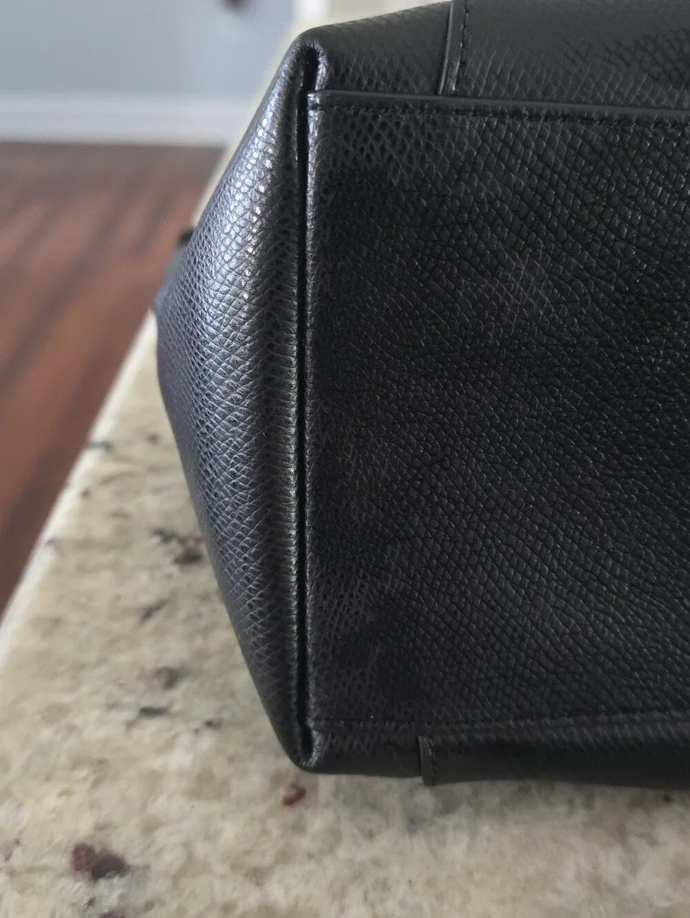 Coach Black Leather Tote with Gold Accents